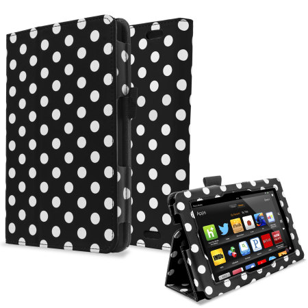 Stand and Type Case for Kindle Fire HD 2013 - Black Polka