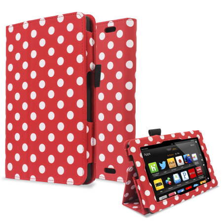 Stand and Type Case for Kindle Fire HD 2013 - Red Polka