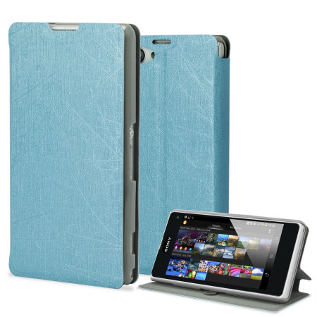Pudini Flip and Stand Case for Sony Xperia Z1 Compact - Blue
