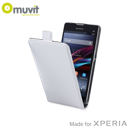 Muvit Slim Leather Style Flip Case for Sony Xperia Z1 Compact - White