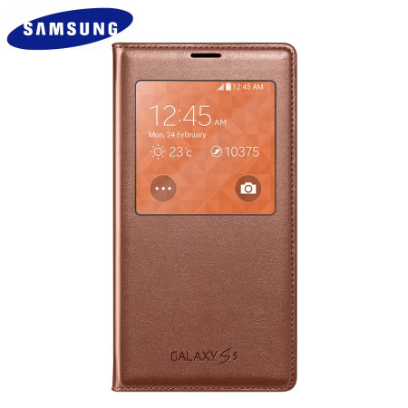 Official Samsung Galaxy S5 S-View Premium Cover Case - Rose Gold