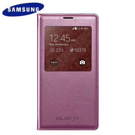 Official Samsung Galaxy S5 S-View Premium Cover Case - Glam Pink