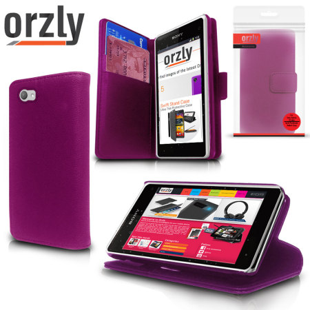 Orzly Multi-Functional Wallet Case for Xperia Z1 Compact - Purple