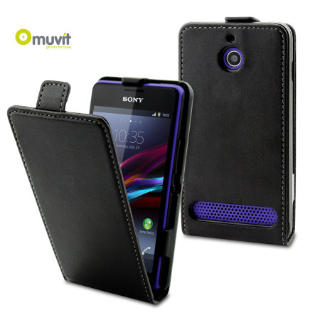 Muvit Slim Leather Style Flip Case for Sony Xperia E1 - Black