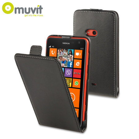 Muvit Slim Folio Flip Case voor Nokia Lumia 625 - Zwart