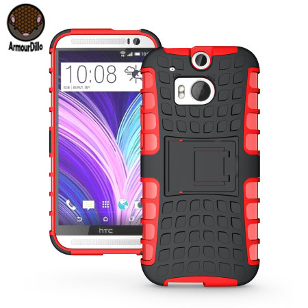 ArmourDillo Hybrid Protective Case for HTC One M8 - Red