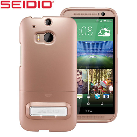 Transparant Verleiding Lijkenhuis Seidio SURFACE HTC One M8 Case with Metal Kickstand - Gold