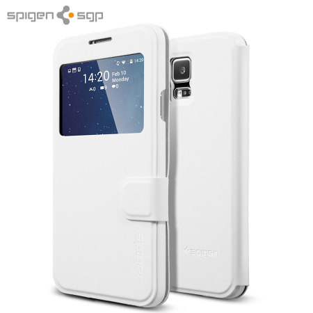 massa huis De andere dag Spigen Samsung Galaxy S5 Ultra Flip View Cover - Metallic White