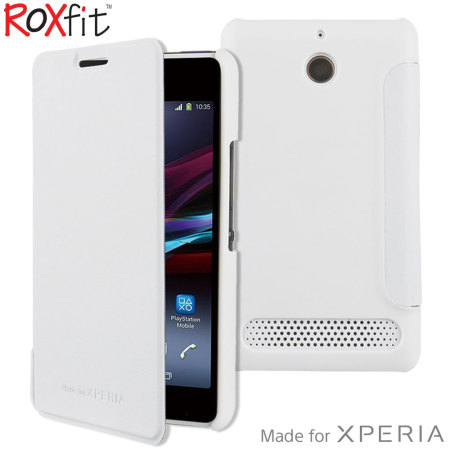 Funda Roxfit Estilo Libro para el Sony Xperia E1 - Blanca
