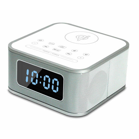 Qi-Tone S1 Alarm Clock Bluetooth Speaker with Qi Charging - White