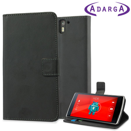 Adarga Leather-Style OnePlus One Wallet Stand Case - Black