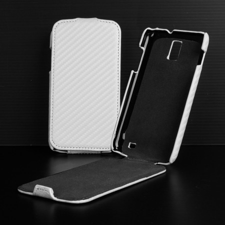 Slimline Carbon Fibre Style Samsung Galaxy S2 LTE Flip Case - Zwart