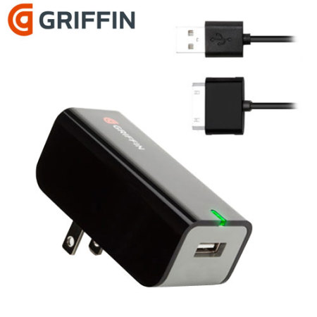 cráter tenga en cuenta carbón Griffin PowerBlock US 2.1A AC USB Wall Charger with 30-pin Apple Cable