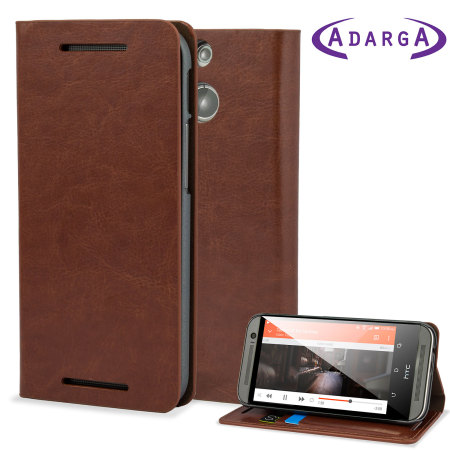 Adarga Leather-Style Wallet Stand HTC One M8 Case - Brown