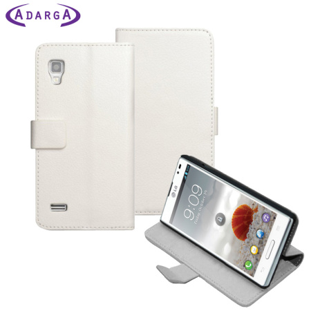 Adarga Stand and Type LG Optimus L9 Wallet Case - White