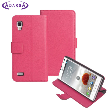 Adarga Stand and Type LG Optimus L9 Wallet suojakotelo - Pinkki