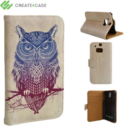 Create and Case HTC One M8 Tasche im BuchDesign Warrior Owl