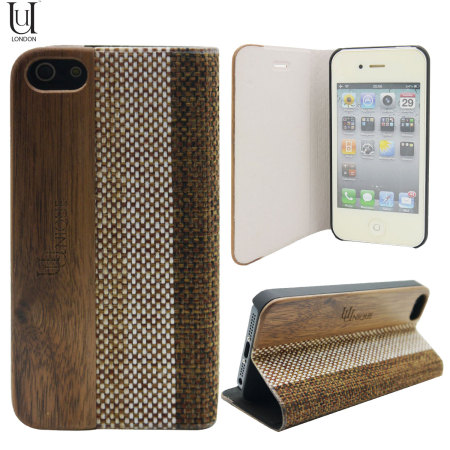 Uunique Heritage Wood & Linen iPhone 5S / 5 Hard Shell Case - Brown