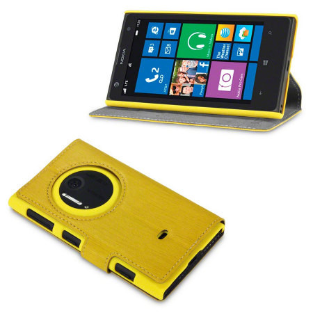 FlexiShield Leather-Style Nokia Lumia 1020 Wallet Case - Yellow