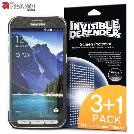 Rearth Invisible Defender 3 + 1 Pack Galaxy S5 Active Screen Protector