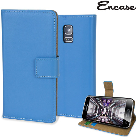 vijand Blij Verdienen Encase Leather-Style Samsung Galaxy S5 Mini Wallet Case - Blue