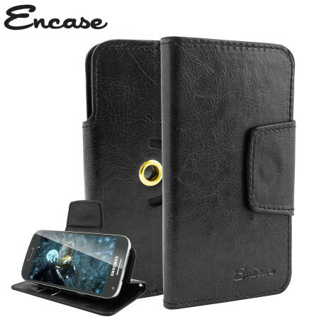 Encase Rotating 4 Inch Leather-Style Universal Phone Fodral - Svart
