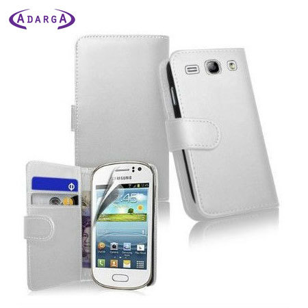 Adarga Galaxy Fame Tasche Wallet Case mit Displayschutz Weiß