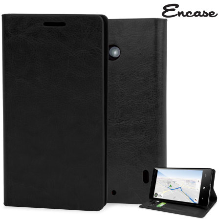 Encase Leather-Style Nokia Lumia 930 Wallet Stand Case - Black