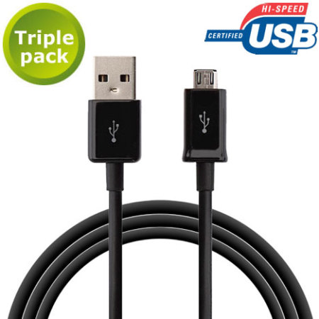 Universal Micro USB to USB-C Charge & Sync 1m Cables - 3 Pack - Black