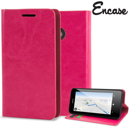 Encase Leather-Style Nokia Lumia 630 / 635 Wallet Case - Hot Pink