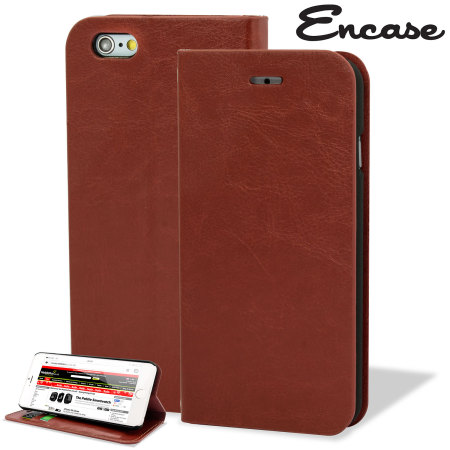 Encase Leather-Style iPhone 6 Plus Wallet Case With Stand - Brown