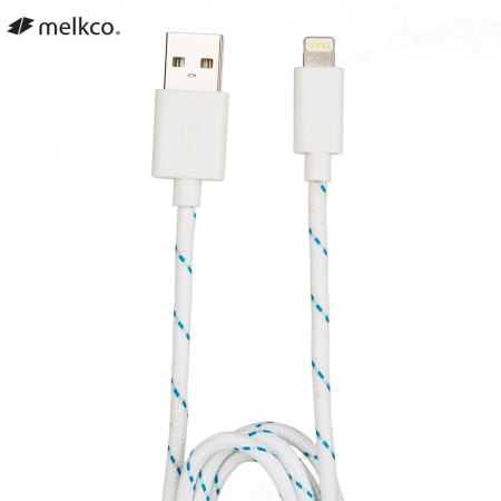 Melkco Braided Lightning Charge and Sync Cable 1M - White and Blue