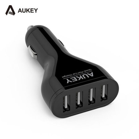 Aukey 4 Port USB 9.6A Billaddare - Svart