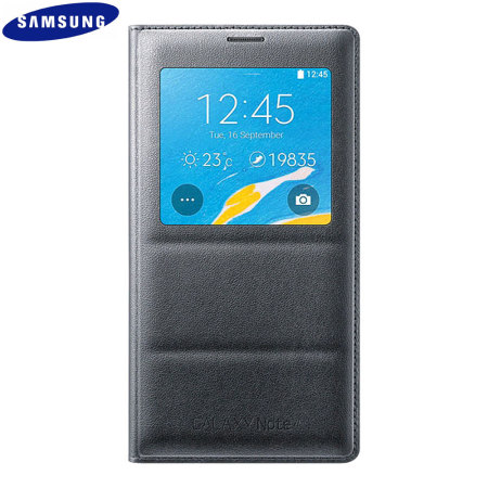 Official Samsung Galaxy Note 4 S View Cover Case - Charcoal Black