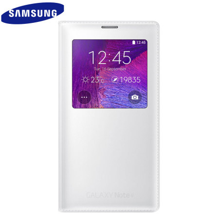 Official Samsung Galaxy Note 4 S View Cover Case - Smooth White