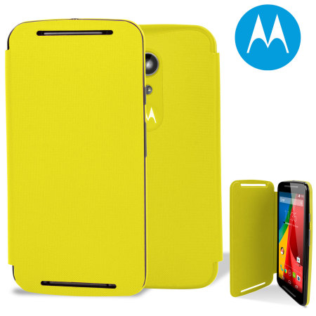 genie Ga naar het circuit Uitgang Official Motorola Moto G 2nd Gen Flip Shell Cover - Lemon Lime
