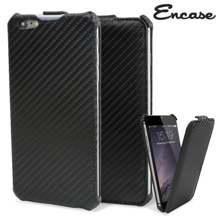 gennemse Mejeriprodukter analyse Encase iPhone 6 Plus Carbon Fibre Leather-Style Flip Case - Black