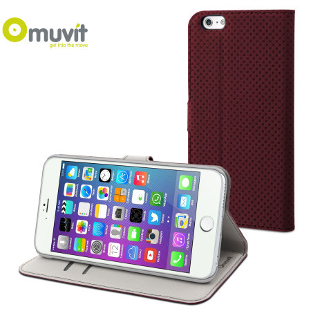 Muvit Wallet Folio iPhone 6 Plus Case and Stand - Dark Red