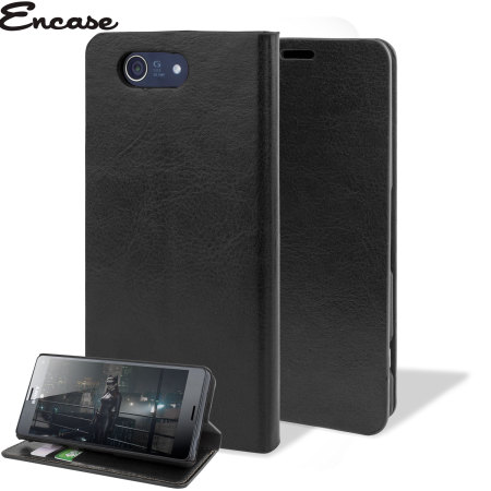 Encase Leren Stijl Wallet Case voor de Sony Xperia Z3 Compact - Zwart