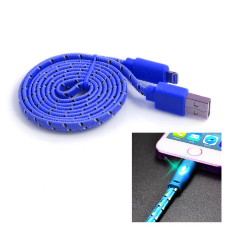 Happy Braided Light-up 1m Lightning Cable - Blue