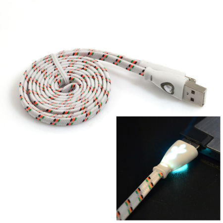 Happy Braided Light-up 1m Lightning Cable - White