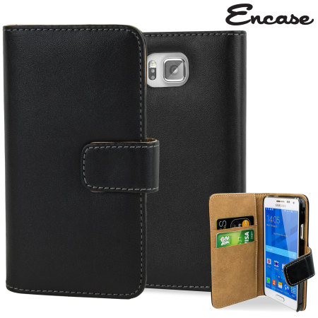 Encase Leather-Style Samsung Galaxy Alpha Wallet Case - Black / Tan
