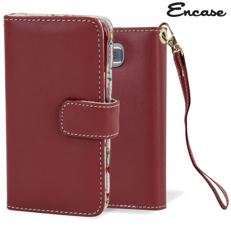 Encase Leather-Style Samsung Galaxy Alpha Wallet Case - Floral Red