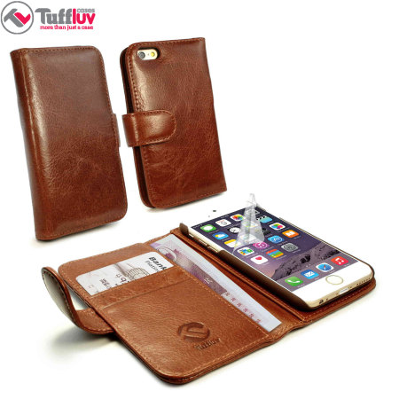 Tuff-Luv Vintage Leather iPhone 6S / Wallet Case Brown