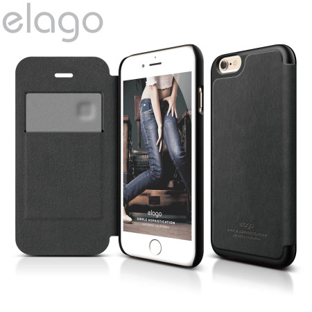 Elago Leather Flip Case for iPhone 6 - Black