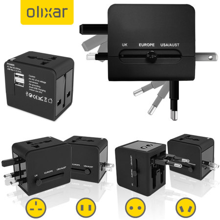 Adaptateur international Olixar 2 Ports USB - Noir