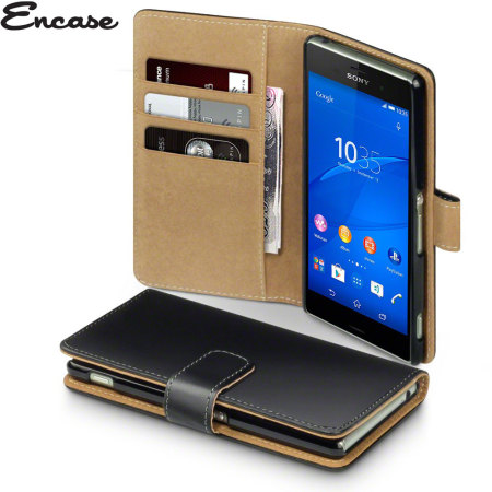 Encase Leather-Style Sony Xperia Z3 Wallet suojakotelo - Musta/ruskea