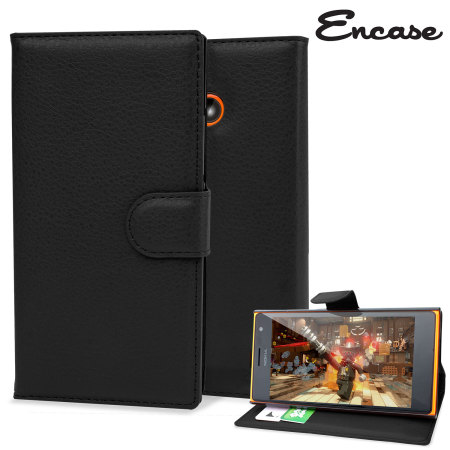 Encase Leather-Style Nokia Lumia 735 Wallet Case - Black