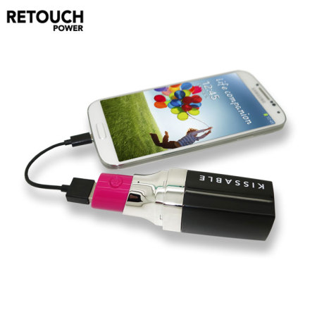 Retouch Kissable Lipstick 2600mAh Portable Power Bank - Pink / Black