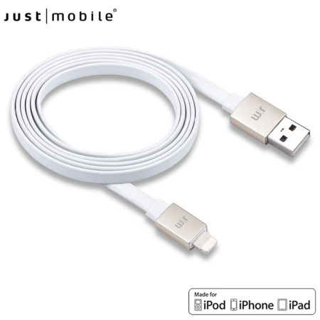 Just Mobile AluCable 4ft / 1.2m Flat Lightning Cable - White / Gold